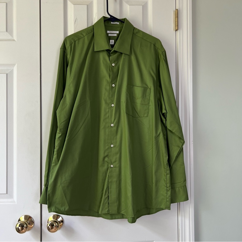 Van Heusen Olive Green Casual Button-Down Shirt